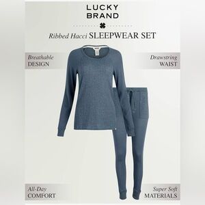 NWT Lucky Brand Womens Pajamas size Medium  Ribbed Hacci Sleepwear Set